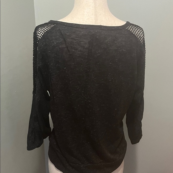 Black/Heather gray Women's Sweater with Lace Shoulders - Picture 6 of 6